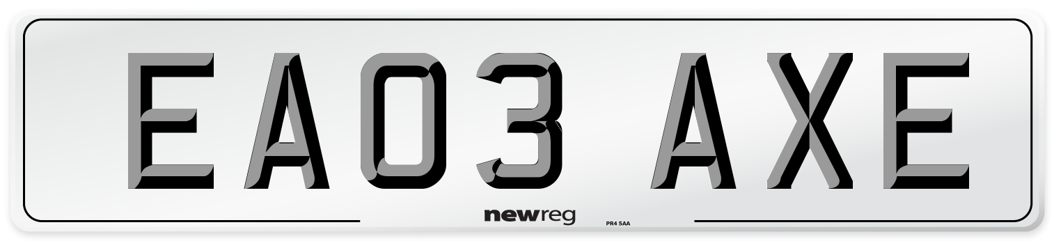 EA03 AXE Number Plate from New Reg